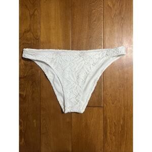 Aerie Cheeky Bikini Bottoms M White Embroidered Coastal Nautical Beach Travel